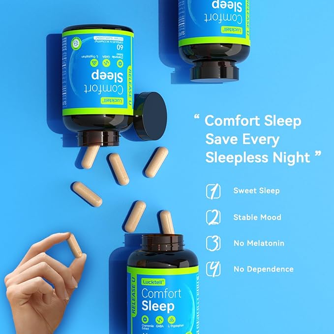 LuckTell Sleep Aid for Adults GABA 400mg Comfortable Sleep Non-Habit Forming Sleep Supplement 60 Capsules 30-Day Supply