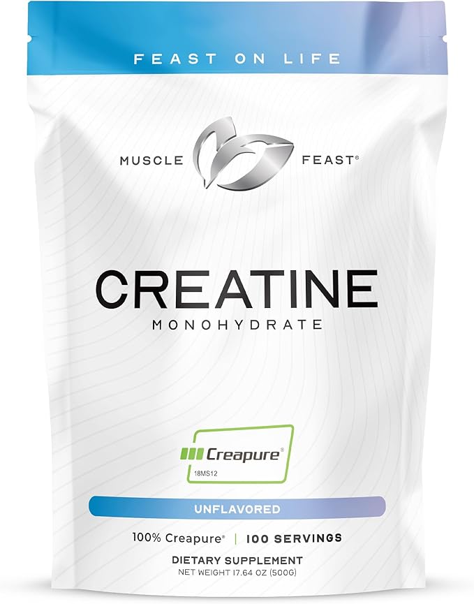 Muscle Feast Bundle – Creapure Creatine Monohydrate Powder Unflavored 500g (1 Unit) + Grass-Fed Whey Protein Blend Chocolate 5lb (1 Unit) All Natural Hormone-Free Pasture Raised