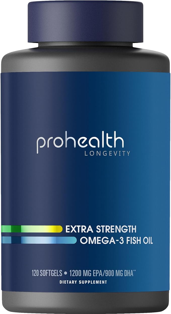 ProHealth Omega-3 Fish Oil Supplements for Women &amp Men 120 Softgels 1200 mg EPA 900mg DHA &amp Other Fatty Acids Extra Strength Fish Oil Nutritional Supplement