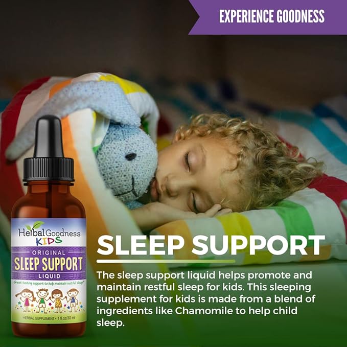 Kids Sleep Support Liquid Extract - Natural Kids Plant Based Herbal Sleep Aid with Chamomile Guava Leaf - 1oz Liquid Extract - Herbal Goodness (1 Unit)