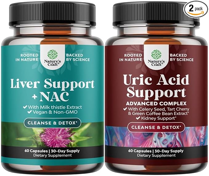Bundle of Liver Support NAC Supplement with Milk Thistle for Liver Cleanse Detox &amp Repair and Green Coffee Bean Extract for Uric Acid Cleanse &amp Detox with Turmeric for Joints Support &amp Kid