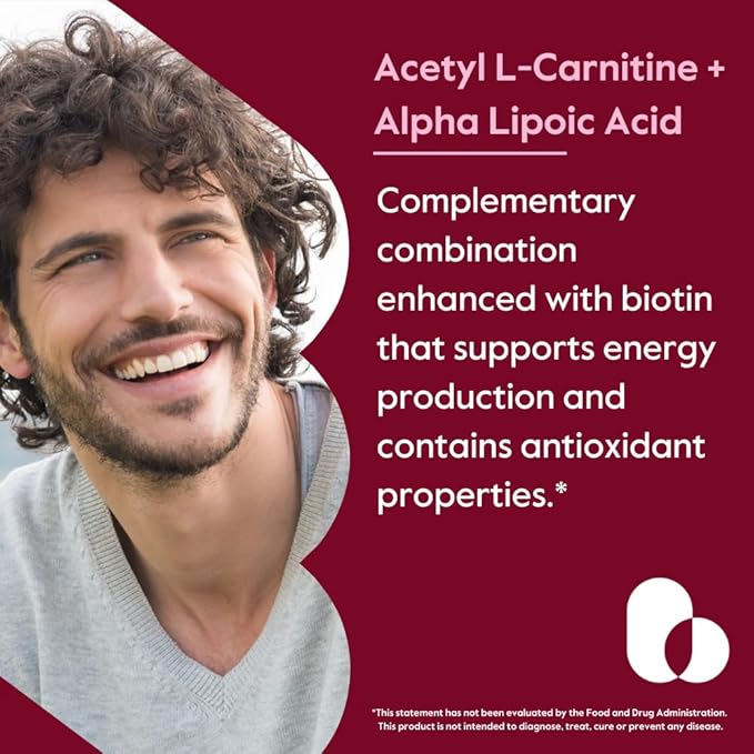 BESTVITE Acetyl L-Carnitine 500mg &amp Alpha Lipoic Acid 200mg per Capsule with Biotin (120 Vegetarian Capsules) - No Stearates - Vegan - Non GMO - Gluten Free