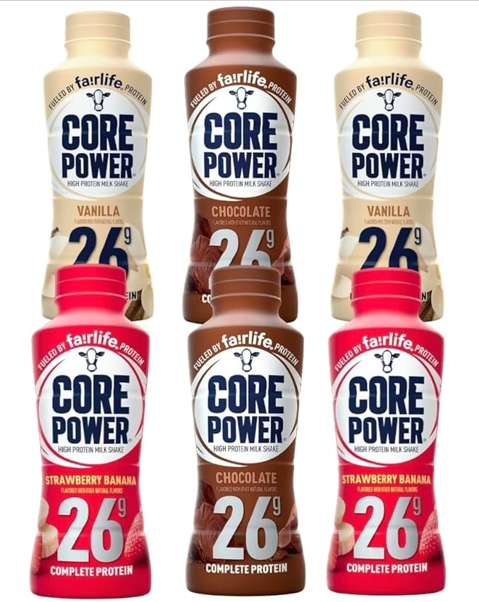 High Protein Shake Variety Pack – Vanilla Chocolate &amp Strawberry Banana (26g Protein Each) 6 Count. | Ready-to-Drink Nutrition Beverage | Custom bundled by MOOCHI