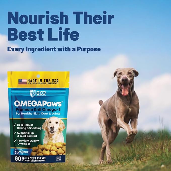 Omega 3 for Dogs – Dog Joint Support Soft Chews – Fish Oil Supplement for Dogs with EPA &amp DHA – Krill Oil Dog Chews – Supports Skin &amp Coat