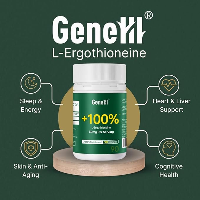 L-Ergothioneine Supplement 30mg(EGT)/Serving 6X Ergothioneine Mushroom Extract Supplements Longevity Immune Support Heart Health &amp Brain Supplement Lab Tested Made in USA (90 Servings)