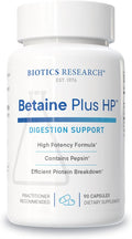 Biotics Research Betaine Plus HP - High Potency Hydrochloric Acid Supplement Supports Digestive Function 90 Capsules