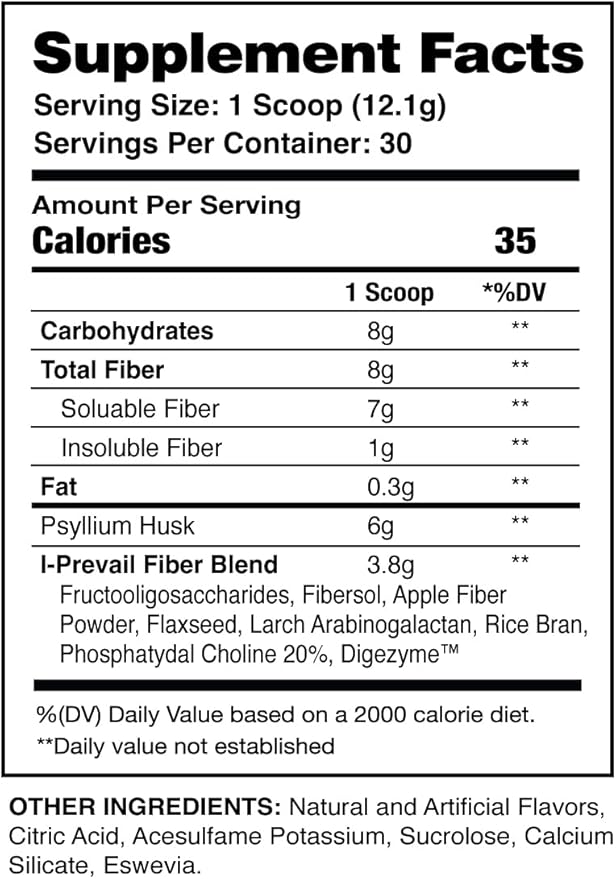 Fiber |8 Grams of Soluble and Insoluble Types | Gut Health Digestion Immunity | Vegan and Gluten Free | Great Flavors Easy Mixing | 30 Servings (Orange Mango)