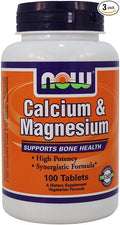 NOW Calcium/Magnesium 1000/500 mg 100 Tablets (Pack of 3)