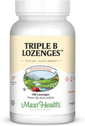 Maxi Health Triple B Lozenges - Vitamin B12 &amp B6 &amp Biotin - Strawberry Flavor - 180 Chewies - Kosher