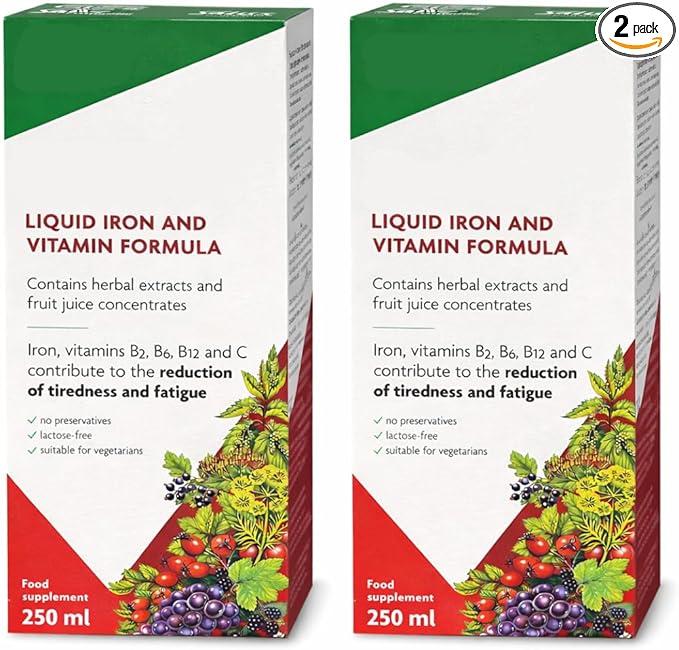 Flora Liquid Iron and Vitamin Formula Iron Vitamins B &amp C for Men &amp Women | 250ML X 2 Pack