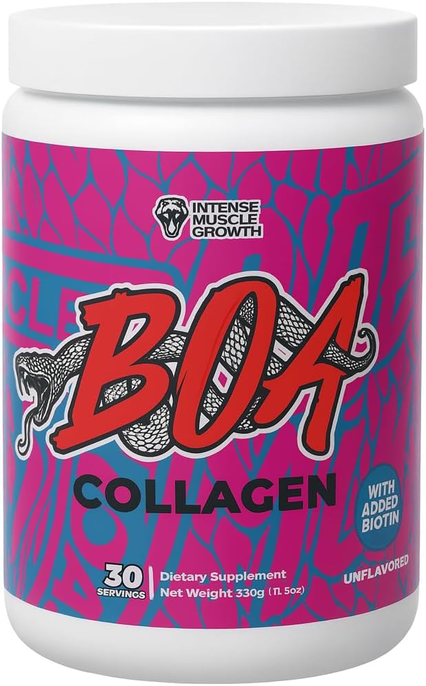 BOA Collagen - All Natural Hydrolyzed Protein Collagen with Biotin and Iron - Promotes Hair Skin and Nails - Supports Healthy Joints - Unflavored - 30 Servings