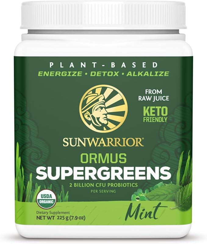 Organic Greens Powder Superfood Complex | Organic Super Greens Powder from Raw Juice with Probiotics Moringa Leaf &amp Electrolyte Minerals | Vegan Non-GMO No Added Sugar (Mint 45 Servings)