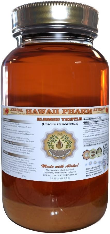 Hawaii Pharm Blessed Thistle (Cnicus benedictus) Liquid Extract 32 oz Unfiltered