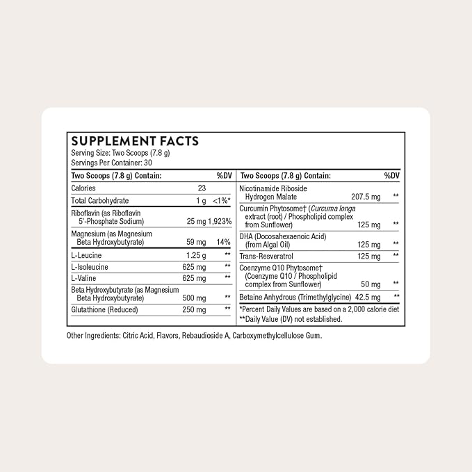 THORNE - SynaQuell - Brain Support with BHB BCAAs CoQ10 DHA &amp Nicotinamide Riboside - Supports Healthy Brain Structure &amp Cognitive Function* - NSF Certified for Sport - 8.25 Oz - 30 Serving