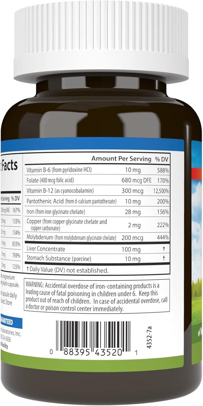 Carlson - Women's Iron Restore 28 mg Iron + B Vitamins Menstrual Support Iron Absorption &amp Women's Health 180 Capsules