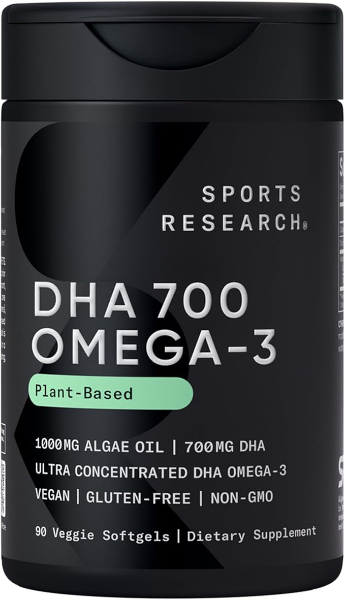 Sports Research® Vegan Supplements Pack - Vegan DHA 700mg Omega-3 + Vitamin D3 K2 5000iu + Magnesium L-Threonate Capsules 2000mg