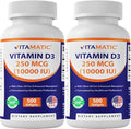 Vitamatic Vitamin D3 10000 IU (250 mcg) - 500 Softgels (Olive Oil Based) Non-GMO Gluten Free in Cold-Pressed Mini Softgels- 2 Pack