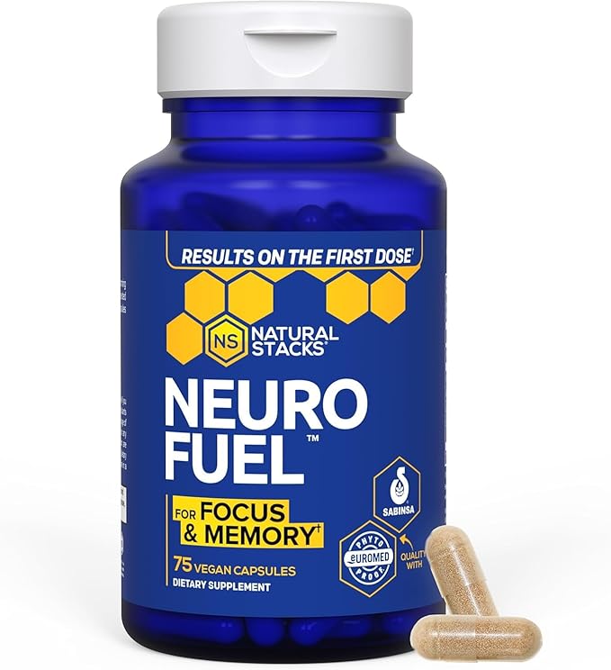 NATURAL STACKS MagTech Magnesium + NeuroFuel Nootropic Bundle - Supports Relaxation Focus &amp Brain Health* - 165 Total Capsules