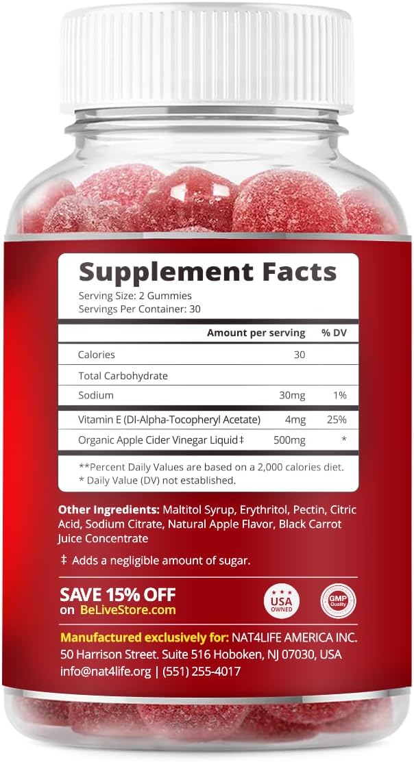 BeLive Turmeric and Apple Cider Vinegar Gummies for Inmune Support Mobility Support Detox Cleanse and Digestive Health