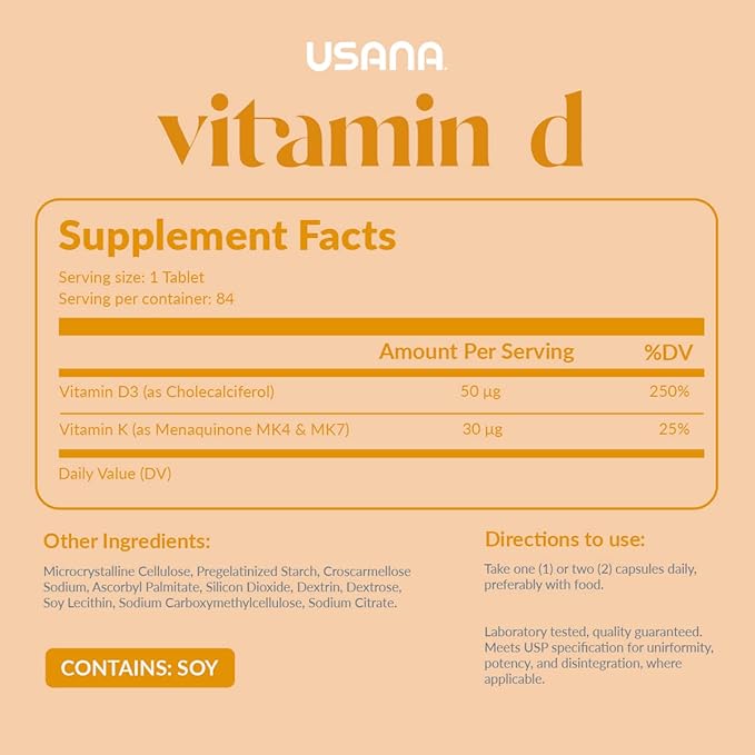USANA Vitamin D Maximum-Strength 2000 IU Vitamin D Supplement to Support an Already Healthy Immune System* - 84 Tablets