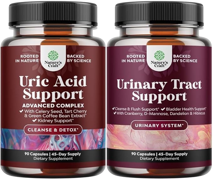 Bundle of Green Coffee Bean Extract for Uric Acid Cleanse &amp Detox with Turmeric Tart Cherry &amp Celery Seed and D Mannose for Urinary Tract Health - High Potency D-Mannose with Cranberry Juice