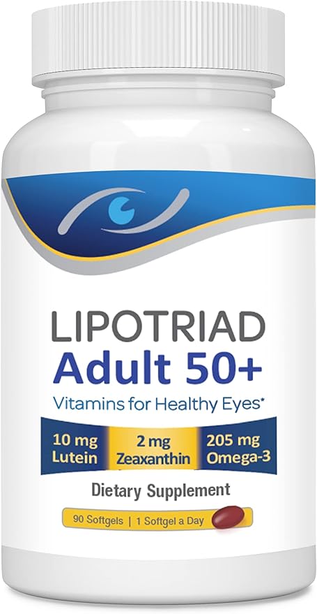 Lipotriad Eye Vitamin and Mineral Supplement - 90 Softgels 3-Month Supply - Supplement with Lutein Zeaxanthin and Omega 3 for Healthy Eyes