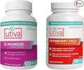20% Bundle Utiva Cranberry PACs 30 Vegi Capsules Cranberry Supplement for Urinary Tract Health for Women and Men + Utiva D-Mannose 500mg 120 Capsules Naturally Flush The Bladder and Urinary Tract