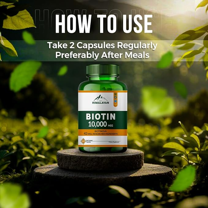 10000 MCG Biotin Supplement Capsules Promote Hair Skin &amp Nails Health Enriched with Sesbania grandiflora Vitamin C Grape Seed &amp Bamboo Extract for Men Women - 60 Capsule