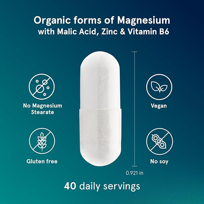 Puori Magnesium Complex Supplement - High Absorption Magnesium Taurinate &amp Gluconate Zinc Vitamin B6 &amp Malic Acid for Sleep Support Immune &amp Bone Health &amp Muscle Recovery - 240 Vega