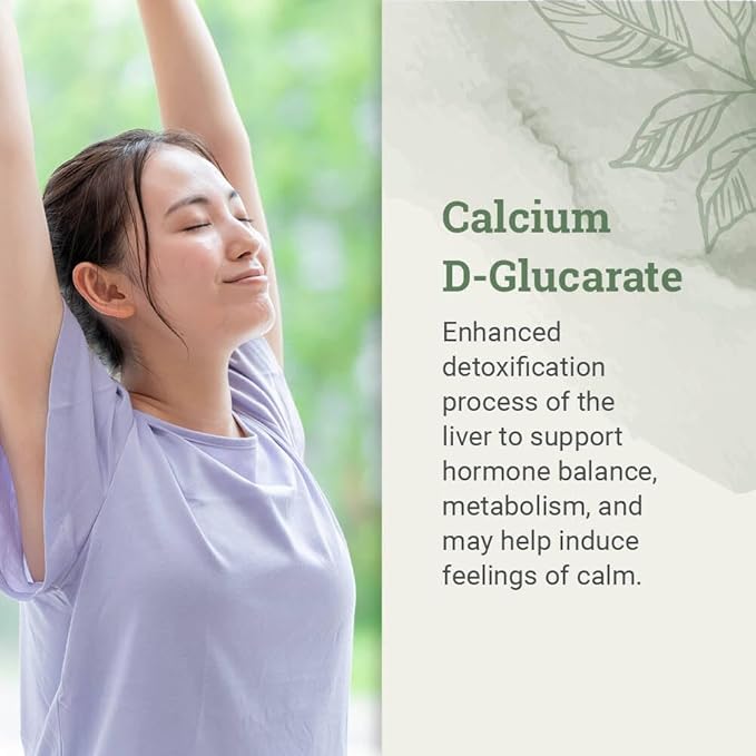 Earth Harmony Calcium D-Glucarate 1200mg - Advanced Detoxification Support &amp Double The Strength of Calcium D Glucarate 500mg - 120 Capsules (2-Month Supply)