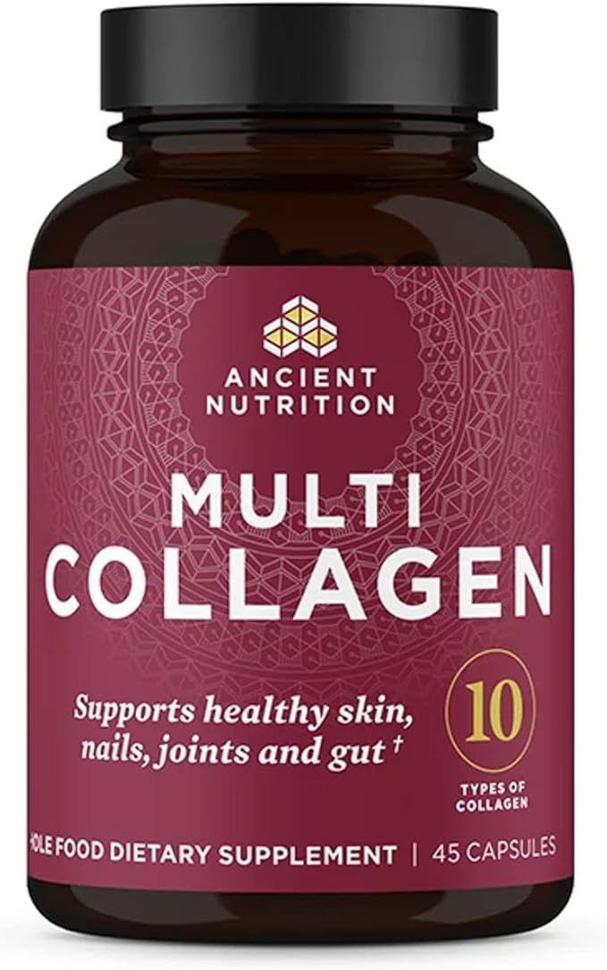 Ancient Nutrition Collagen Pills Peptides Powder Supplement 45 Count Hydrolyzed Multi Collagen Pills Types I II II V &amp X Supports Healthy Skin and Nails Gut Health and Joint Support