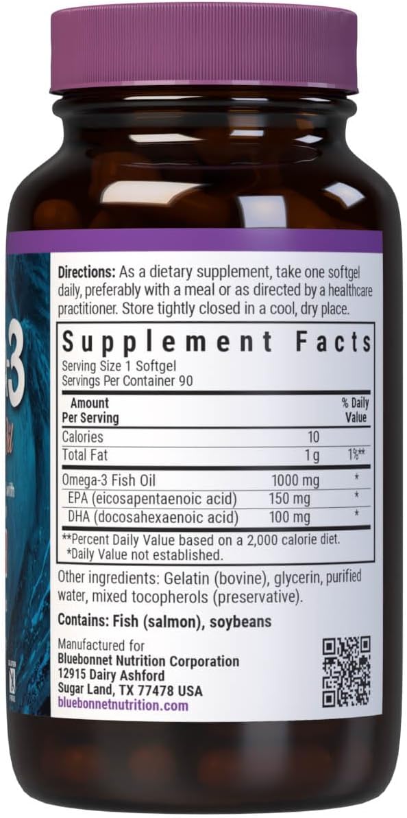 BlueBonnet Nutrition Omega-3 Salmon Oil Softgels 90 Count
