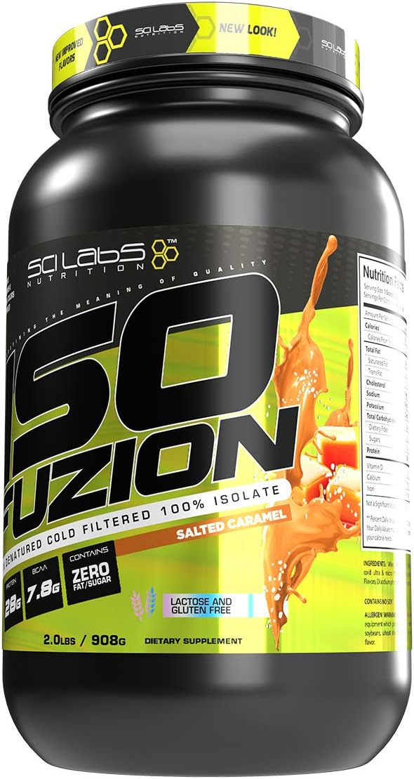 Iso Fuzion 100% Whey Isolate 28g Non Denatured Protein Powder Salted Caramel Flavor 2lb