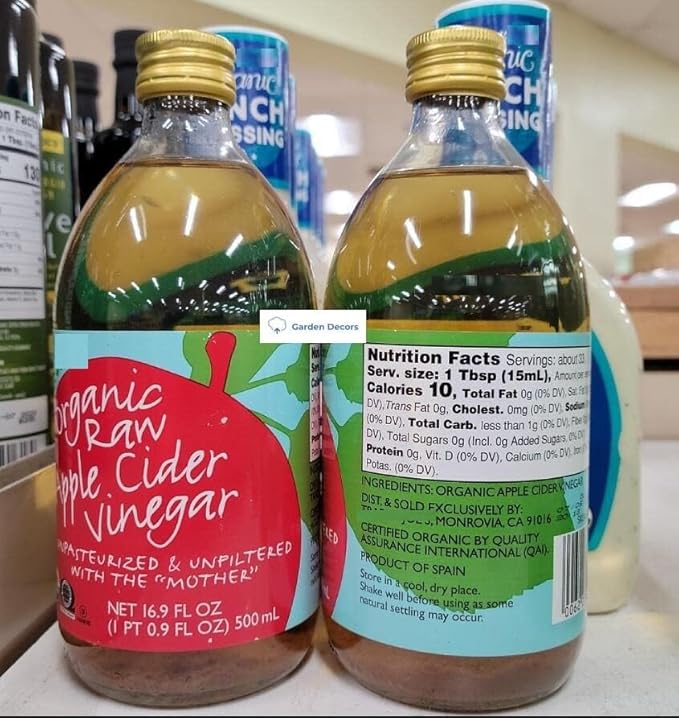 Trader Joe Organic Raw Apple Cider Vinegar 16.9fl oz 500ml (Two Bottles)