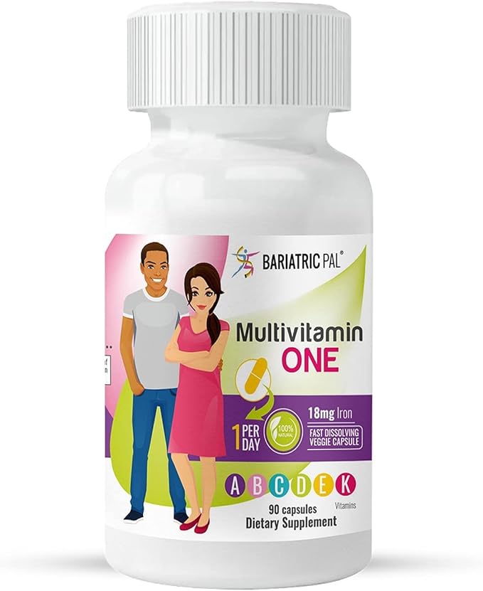 BariatricPal 90-Day Bariatric Vitamin Bundle (Multivitamin ONE 1 per Day! Capsule with 18mg Iron and Calcium Citrate Soft Chews 500mg with Probiotics - Orange Creamsicle)