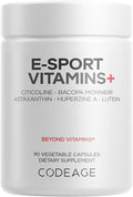 Codeage E-Sport Vitamins+ Citicoline Cognizin Bacopa Monnieri Supplement Multivitamins Astaxanthin L-Theanine Ginkgo Biloba Acetyl-L-Tyrosine Huperzine A Lutein Esport Gaming - 90 Capsules