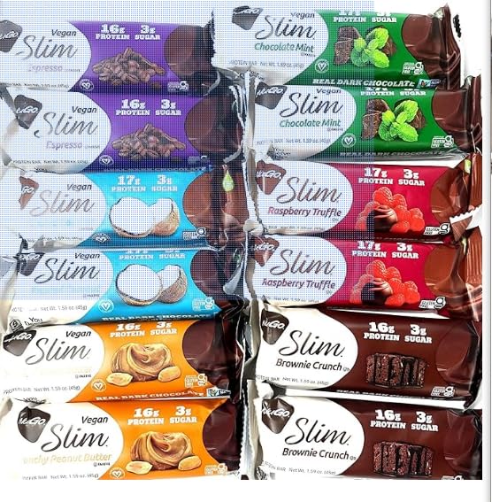 Variety Pack – Slim High Protein Bars 12 Count (16–17g Protein 3g Sugar High Fiber Low Net Carbs) – Gluten-Free Dairy-Free Kosher Flavors Include Peanut Butter Chocolate Mint Brownie Truffle