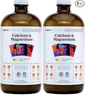 LIQUIDHEALTH Calcium &amp Magnesium Adult Liquid Vitamin Supplement - Bone Joint Muscle Connective Tissue Support Heart Health Essential Nutrients - Made in USA Vegan Non GMO No Sugar (2 Pack