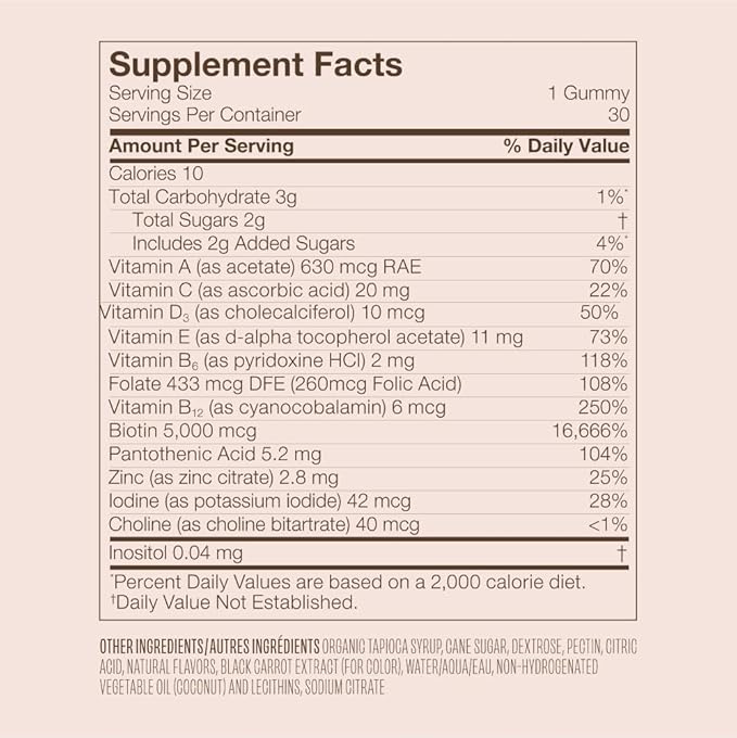 VEGAMOUR GRO Biotin Gummies Strawberry Flavor with 5000 mcg Biotin Supports Healthy Hair Vegan Gummies with Vitamins A B C E B-12 &amp More 30 Ct (Pack of 2)