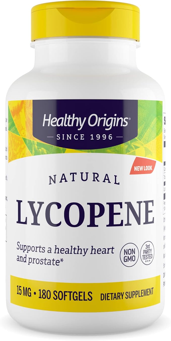 Healthy Origins Lycopene 15 mg (Natural Non-GMO Gluten Free Skin Support Prostate Support) 180 Softgels