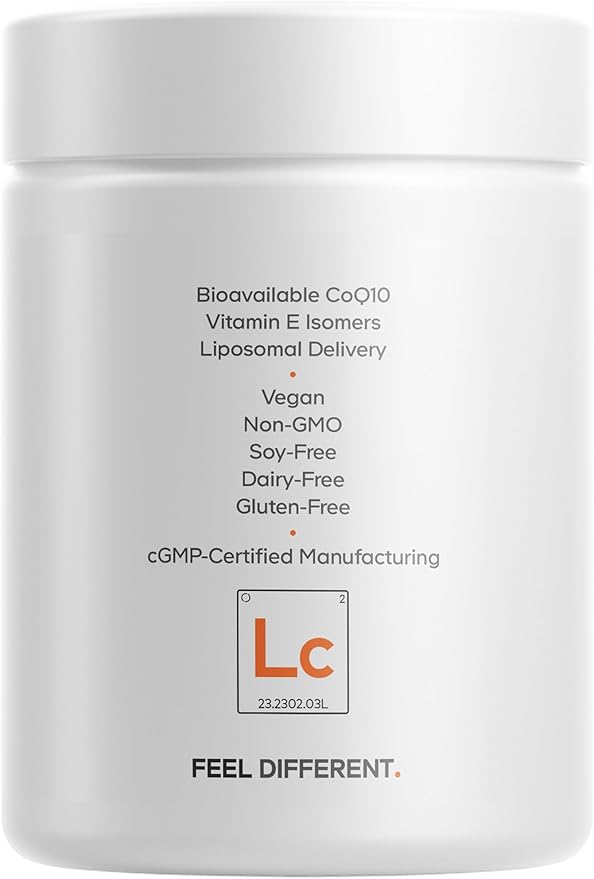 Codeage Liposomal CoQ10 Supplement - 125 mg Coenzyme Q10 with Vitamin E Isomers Tocopherols - 2-Month Supply - 1 Capsule Per Serving - Liposomal Delivery - Vegan Non-GMO Gluten-Free - 60 Capsules