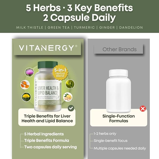 Liver Health &amp Lipid Balance – Milk Thistle Green Tea Turmeric Ginger &amp Dandelion Root Extracts – Supports Normal Liver Function &amp Healthy Fat Metabolism – Made in USA 90 Capsules