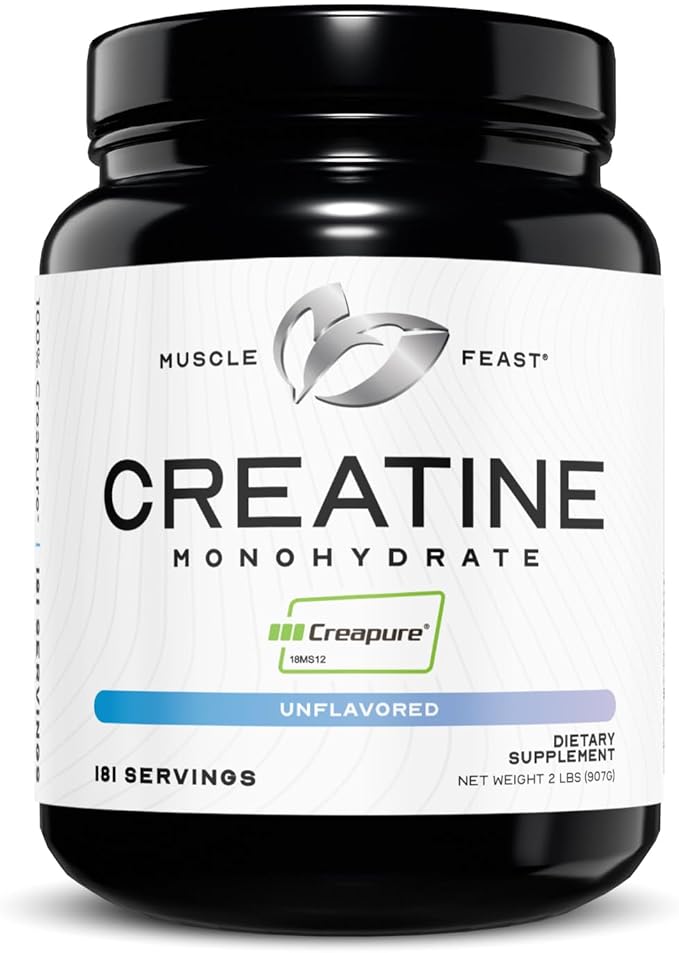 Muscle Feast Creatine + Isolate Bundle: 1 Creatine Powder (Unflavored 2lb) + 1 Whey Protein Isolate (Chocolate 2lb) | Premium Supplements Vegetarian Gluten Free