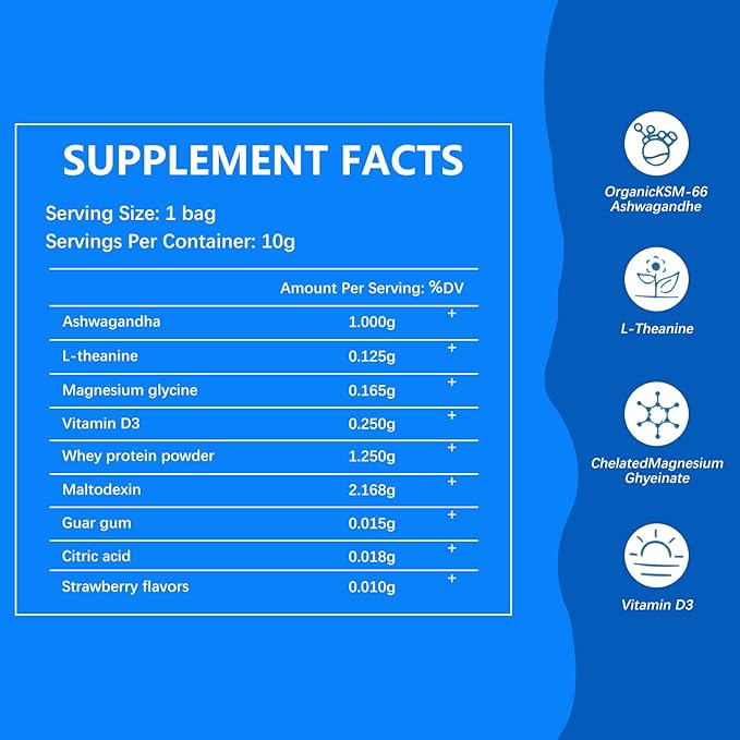 ESUNM Calm Magnesium Drink Mix Packets Magnesium Glycinate with KSM-66 Ashwagandha L-Theanine GABA Saffron &amp Vitamin D3 Relaxation Mood &amp Sleep Support Raspberry Lemonade 20 Stick Pack