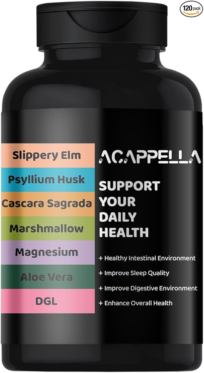 ACAPPELLA Magnesium Glycinate Probiotic for Women Psyllium Husk Capsules Slippery Elm with Marshmallow Root Aloe Vera Capsules Cascara Sagrada DGL Extract Supplement
