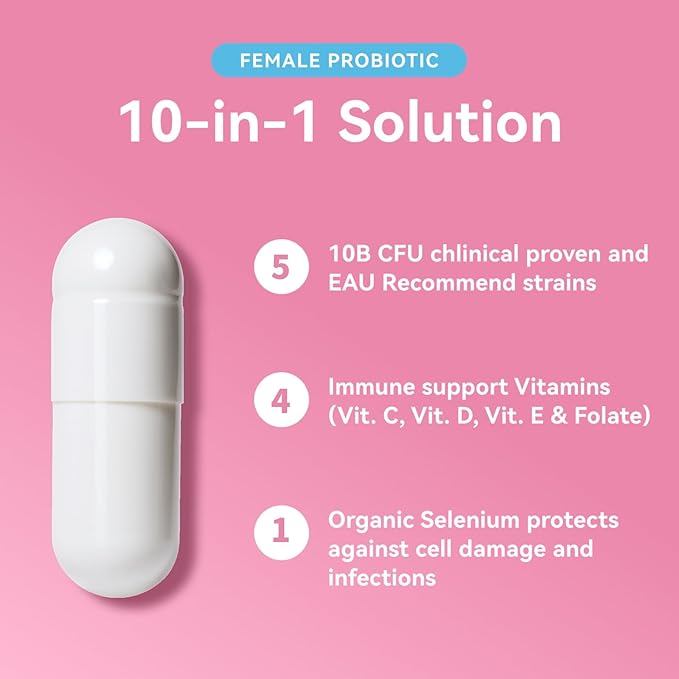 Gynable Vaginal Probiotic for Women- Female Probiotic for pH BalanceUpgraded to 10 Billion CFU Probiotics Odor Control Yeast Balance Promote Healthy Vaginal Flora &amp Feminine Health