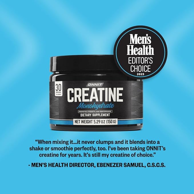 ONNIT Creatine Monohydrate Powder IGEN™ Non-GMO Tested – 5g Premium Creatine for Muscle Strength Power &amp Lean Mass Supports Brain Health &amp Cellular Energy Unflavored 30 Servings 5.29 oz