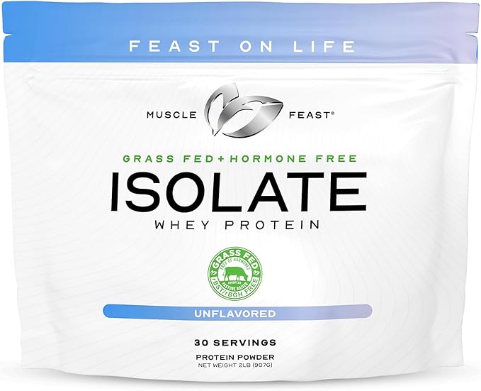 Muscle Feast Isolate + Creatine Bundle: 1 Whey Protein Isolate (Unflavored 2lb) + 1 Creatine Powder (Unflavored 300g) | Premium Supplements Vegetarian Gluten Free
