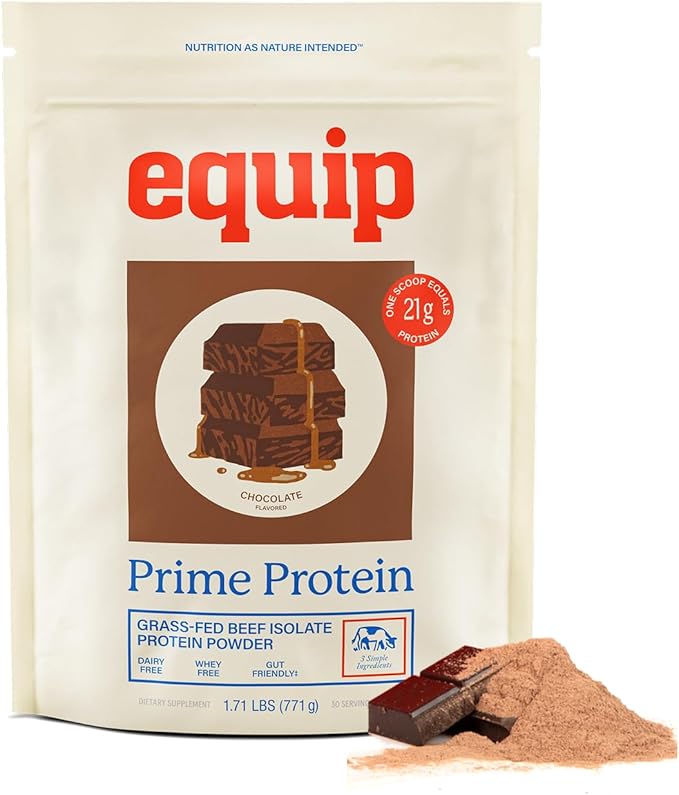 Equip Foods Peanut Butter (x2) &amp Chocolate (x2) Prime Protein Powder - Grass-Fed Isolate Beef Protein Powder - Paleo and Gluten Free - Helps Build and Repair Tissue