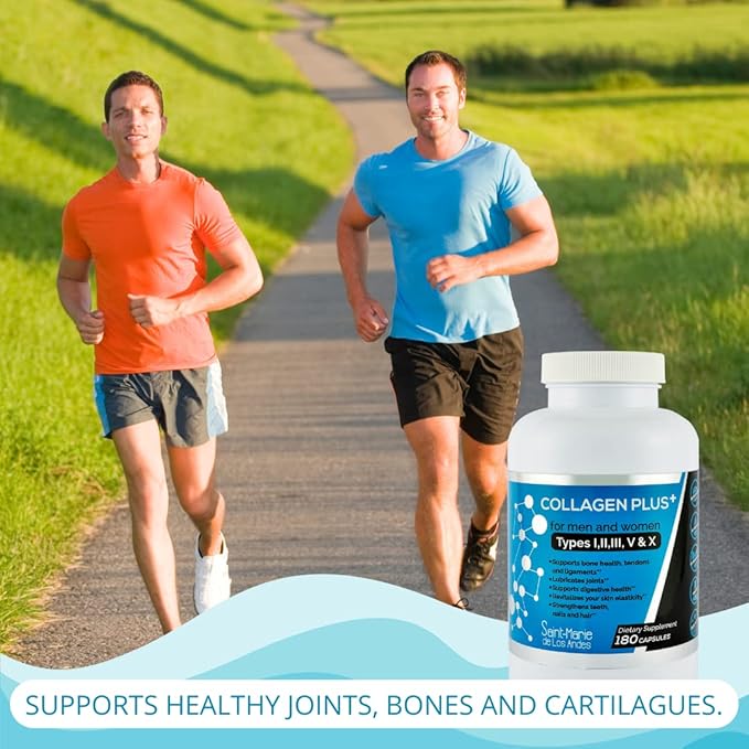 Multi Collagen Pills Plus + 180 Capsules (Types I II III V &amp X) + Absorption Enhancer (3 Months Supply) - Non-GMO Collagen Supplements to Support Hair Skin Nails Joints &amp Gut Health